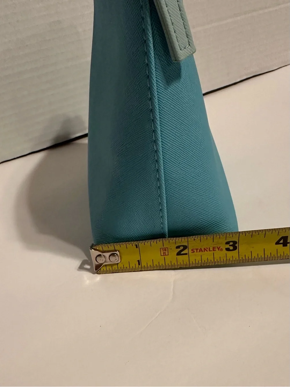 LA MER Leather Zip Pouch in Teal